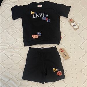 Levi's Kids Black Shorts and Tee Set nwt 3T